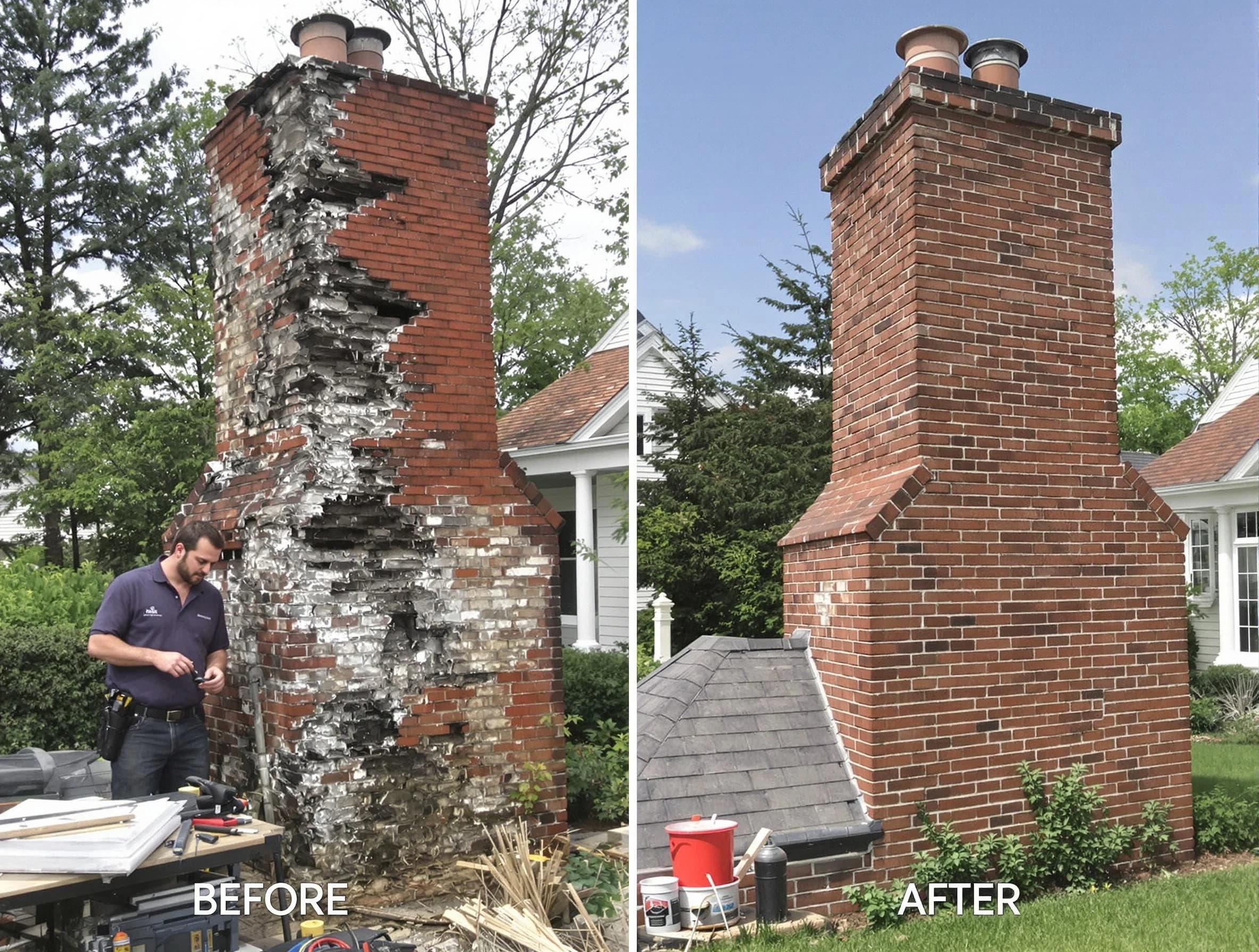 Nutley Chimney Sweep performing a full chimney restoration in Nutley, NJ