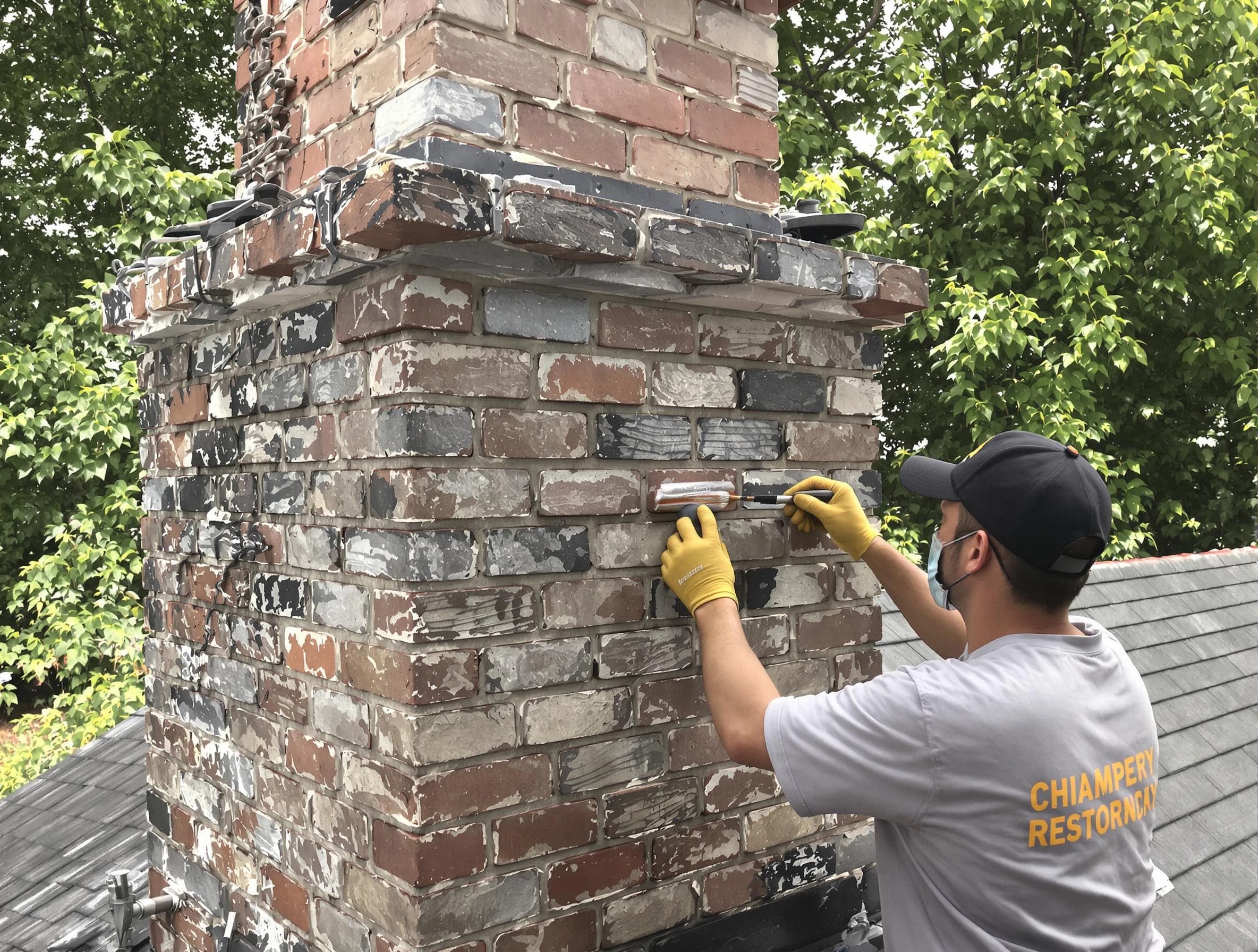 In-progress chimney restoration by Nutley Chimney Sweep in Nutley, NJ