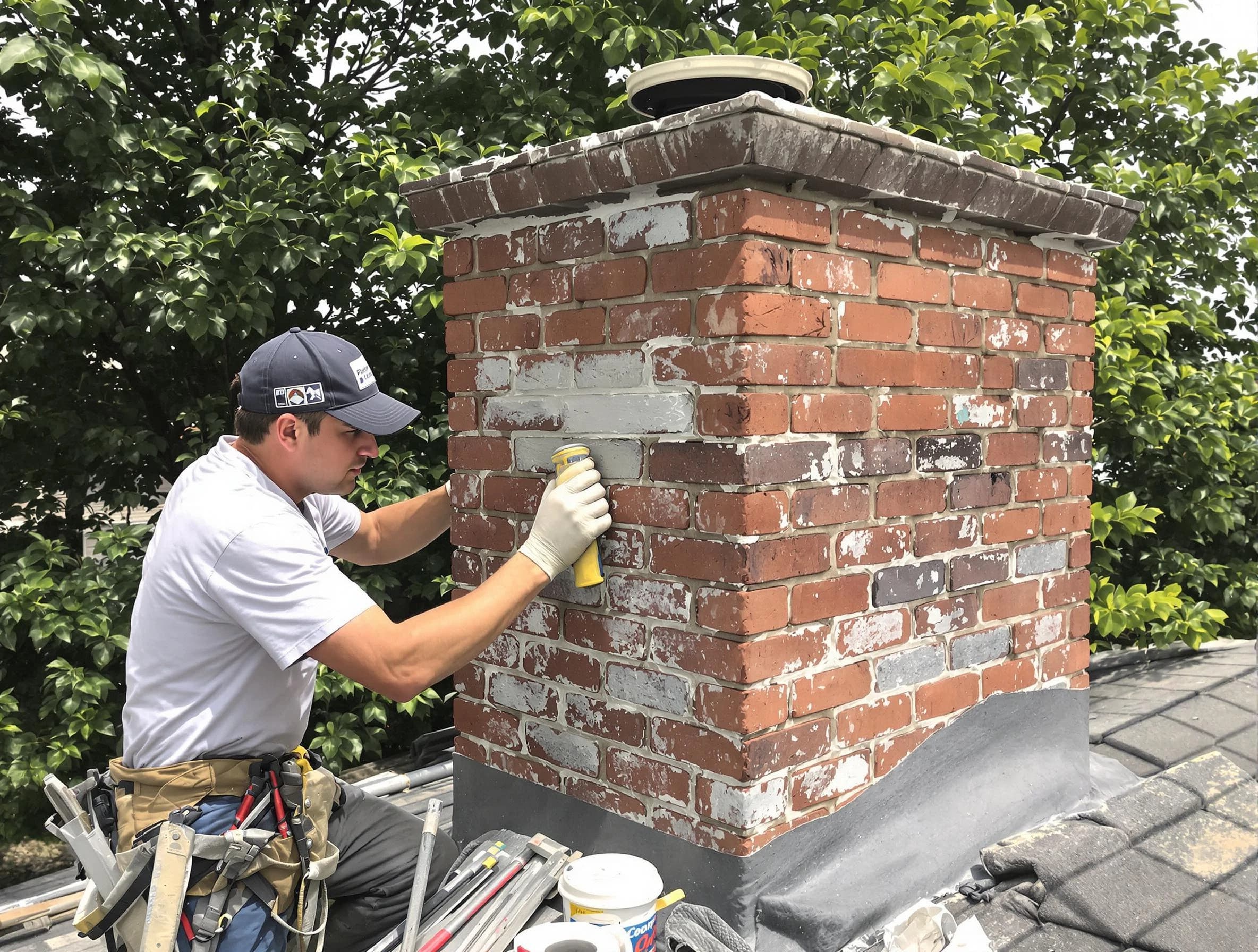 Nutley Chimney Sweep restoring an aging chimney in Nutley, NJ