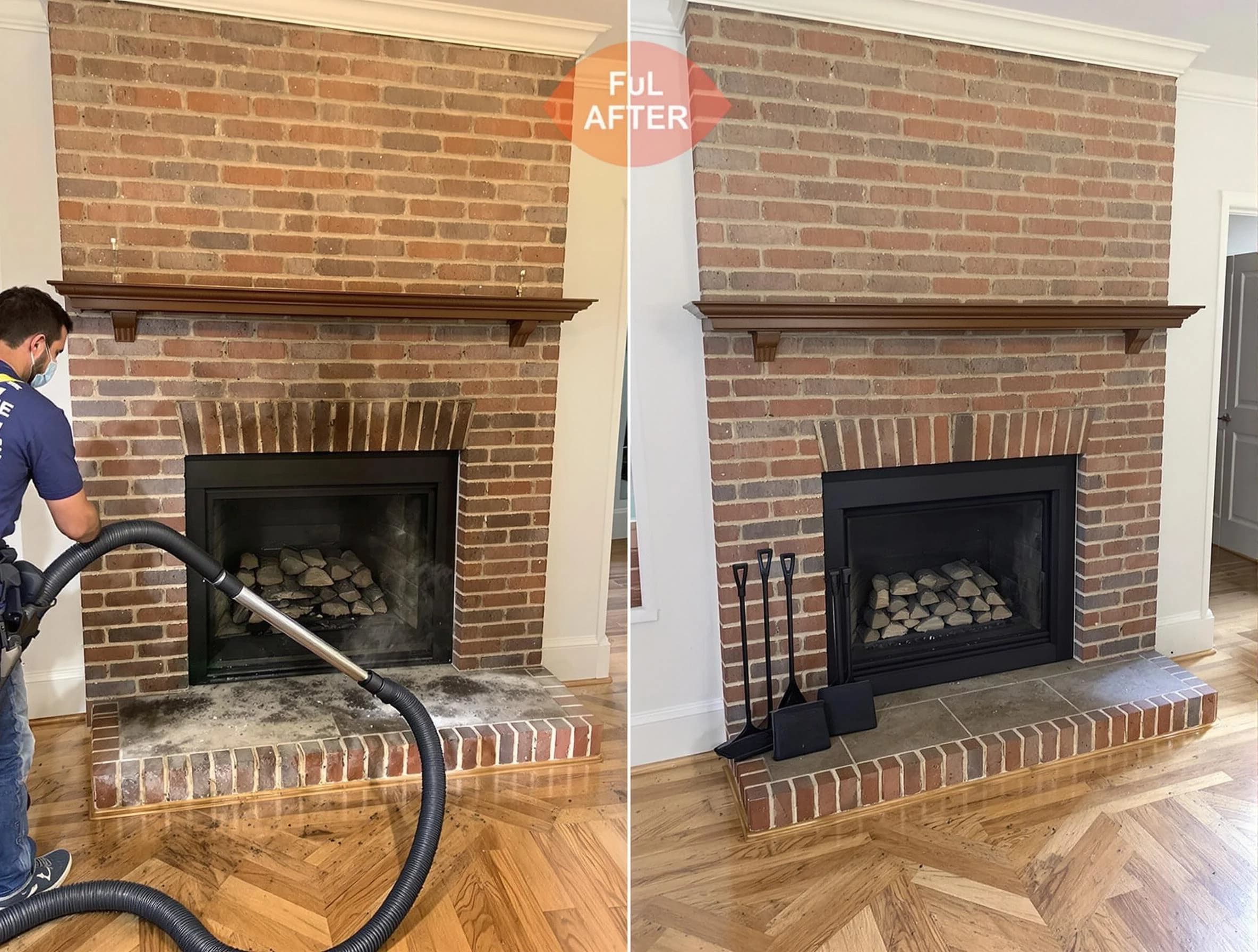 Nutley Chimney Sweep carefully sanitizing a fireplace in Nutley, NJ