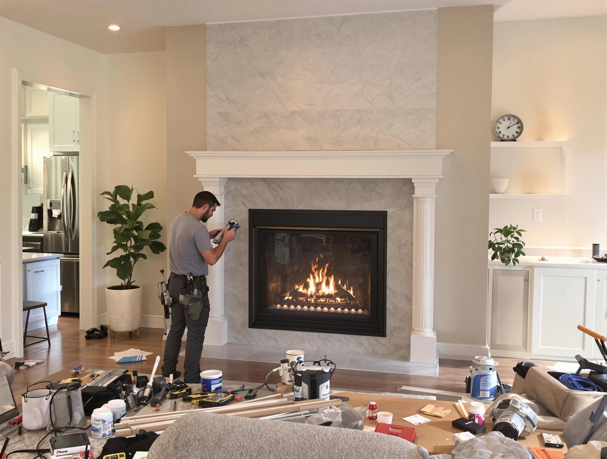 Newly installed fireplace by Nutley Chimney Sweep in Nutley, NJ