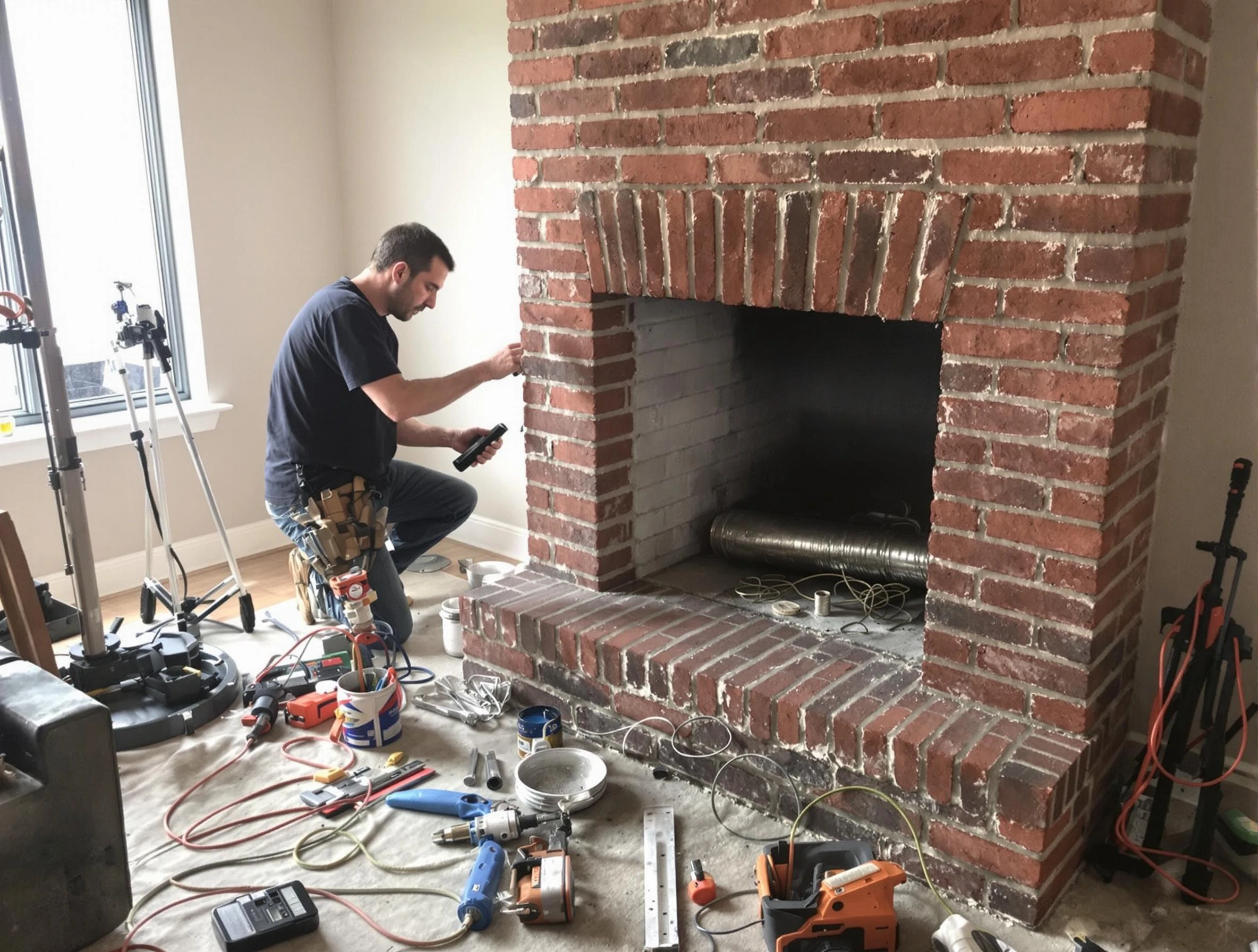 Nutley Chimney Sweep specialist finalizing chimney liner service in Nutley, NJ