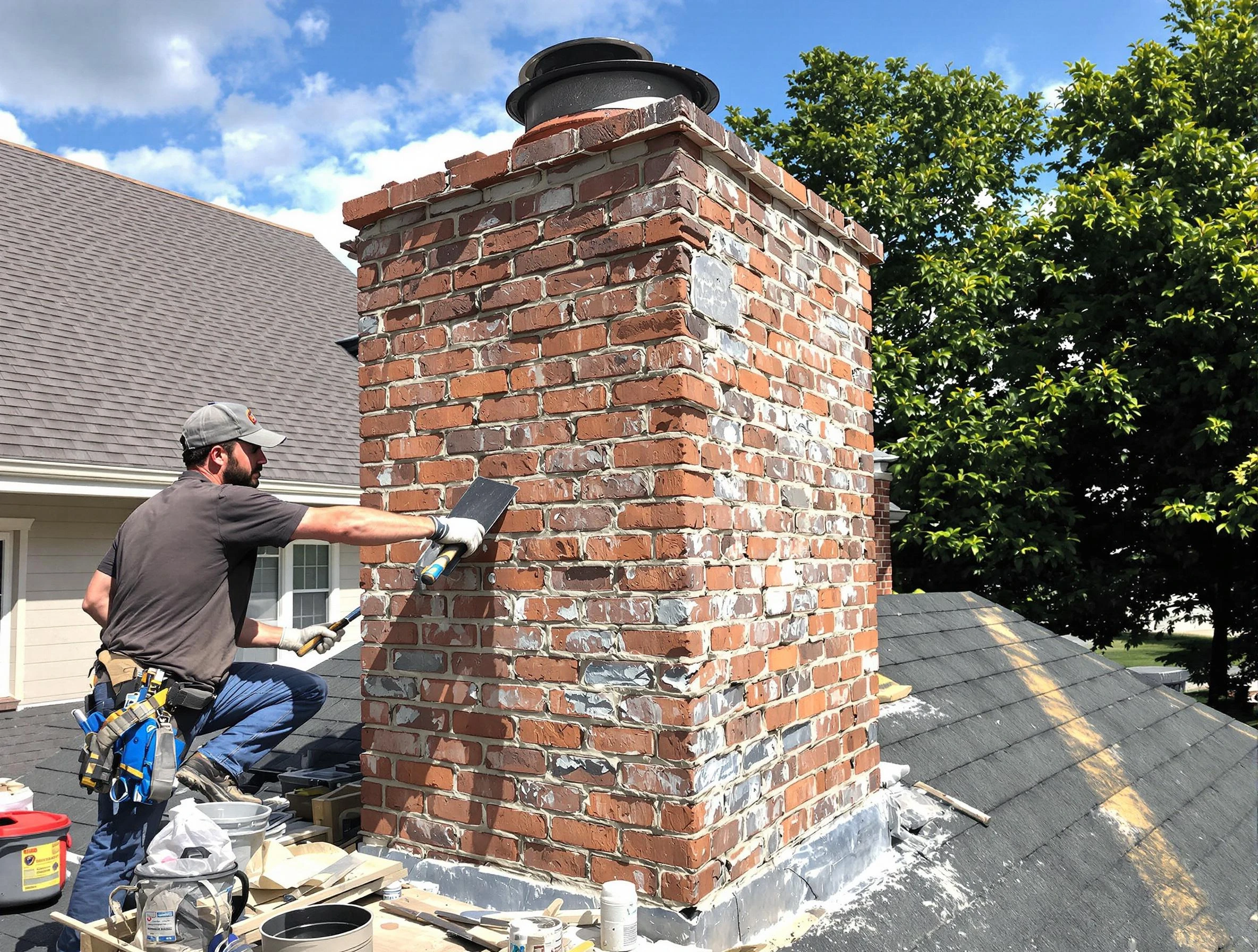 Completed chimney rebuild by Nutley Chimney Sweep in Nutley, NJ