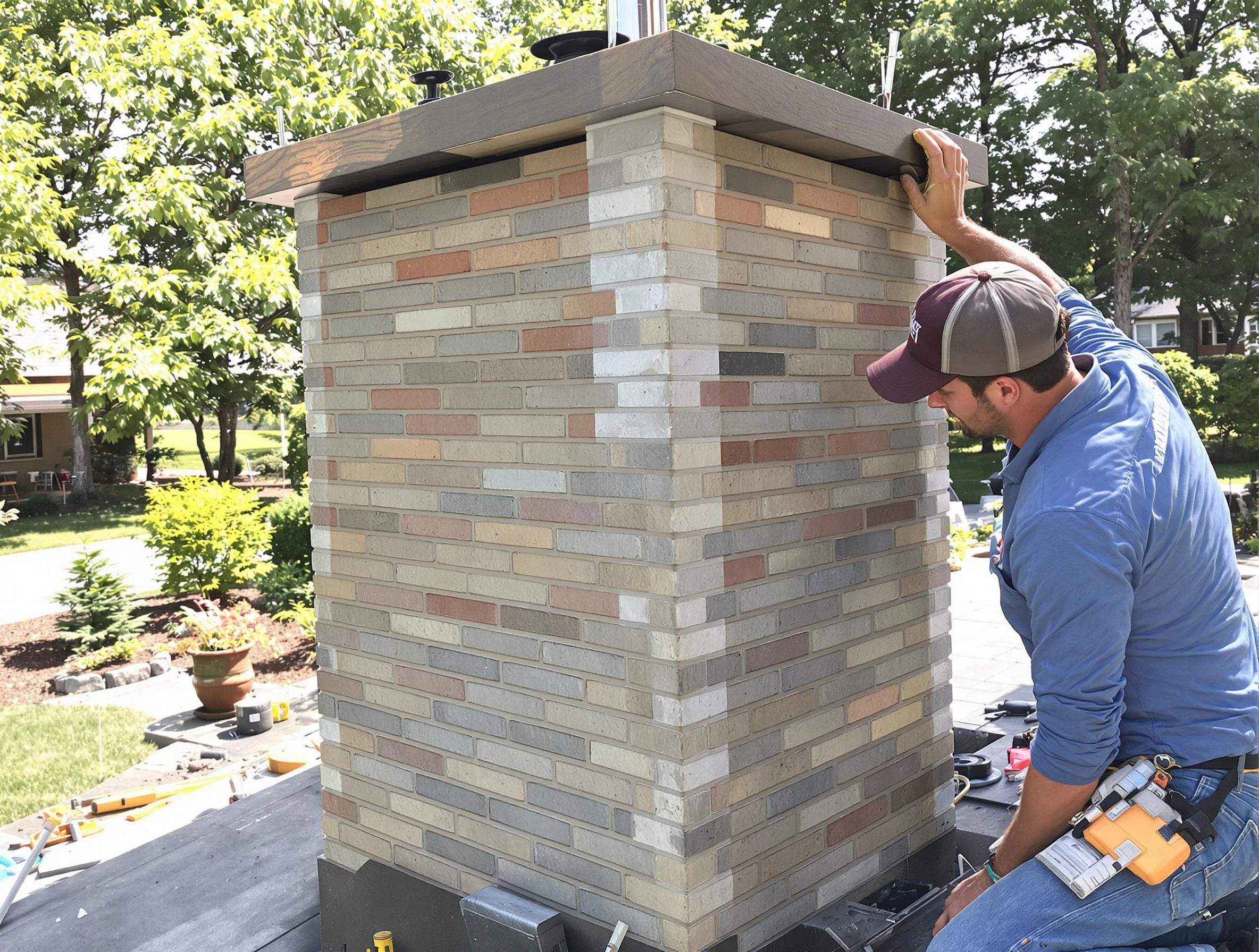 Nutley Chimney Sweep completing a modern chimney remodel in Nutley, NJ