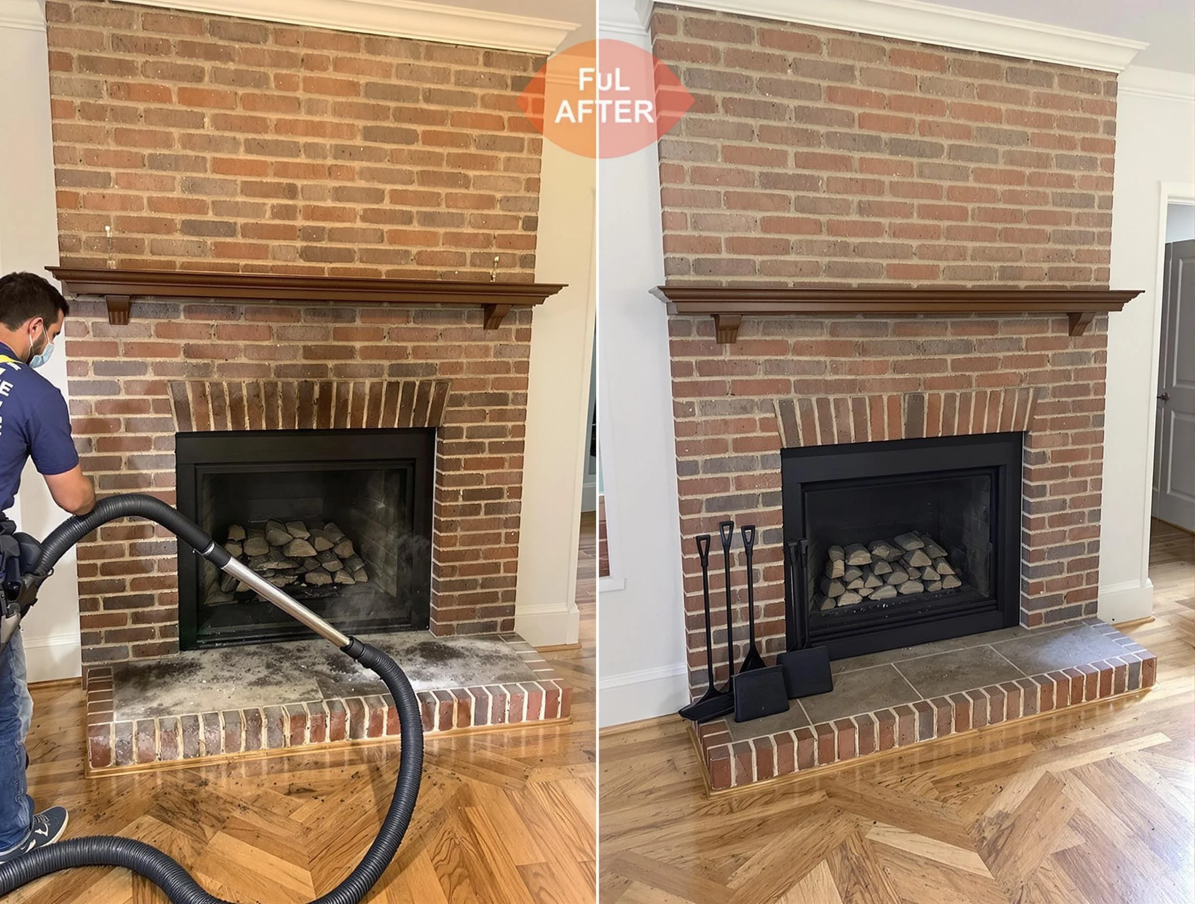 Nutley Chimney Sweep carefully sanitizing a fireplace in Nutley, NJ