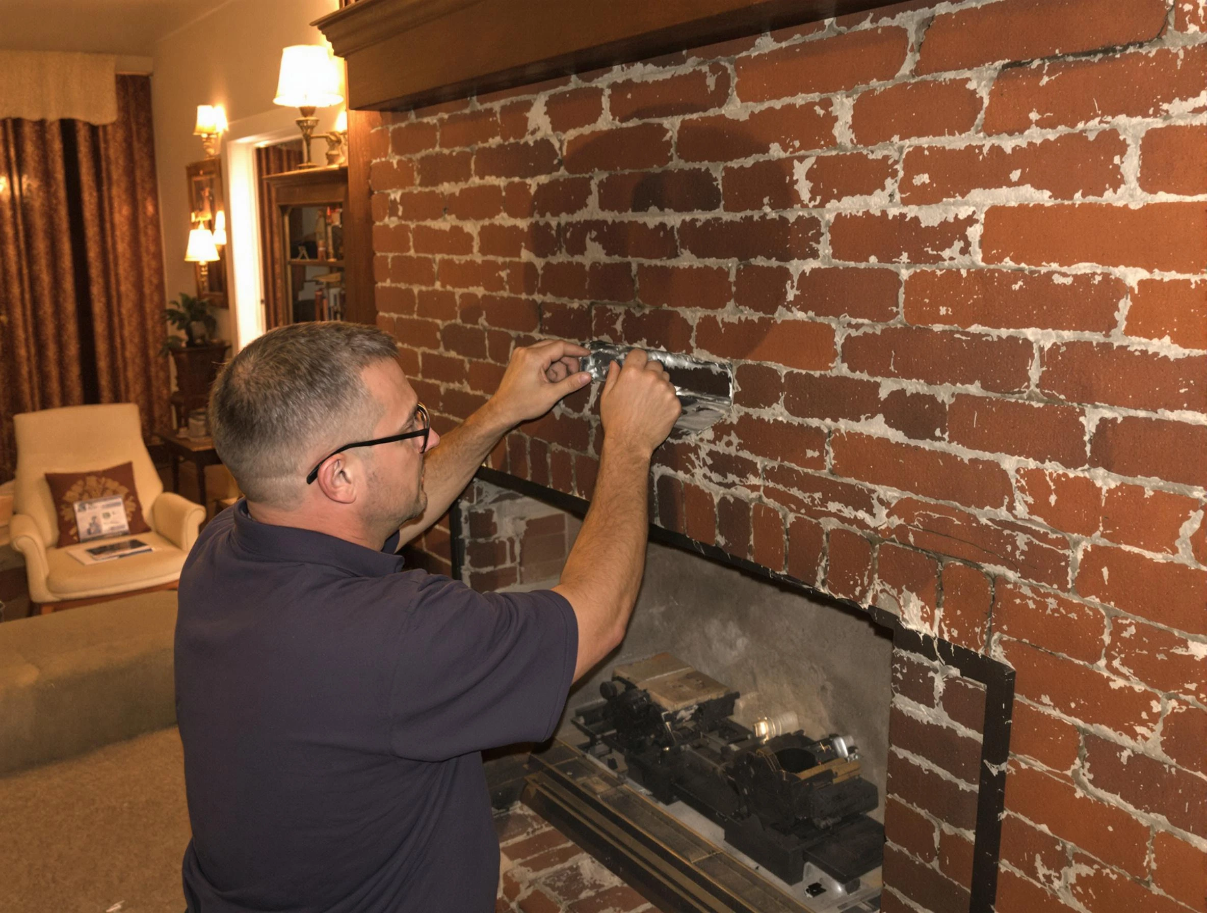 Nutley Chimney Sweep expert fixing a fireplace in Nutley, NJ